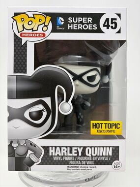 HARLEY QUINN 45 Funko Pop HT EXCLUSIVE 2017 Gray Scale DC Comic SUPER HEROES